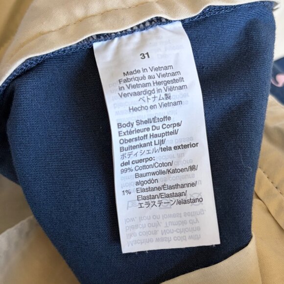 J. Crew Factory 7" Flex Khaki Short (Navy with Pink Flamingo Pattern) - Size 31 - Picture 4 of 6